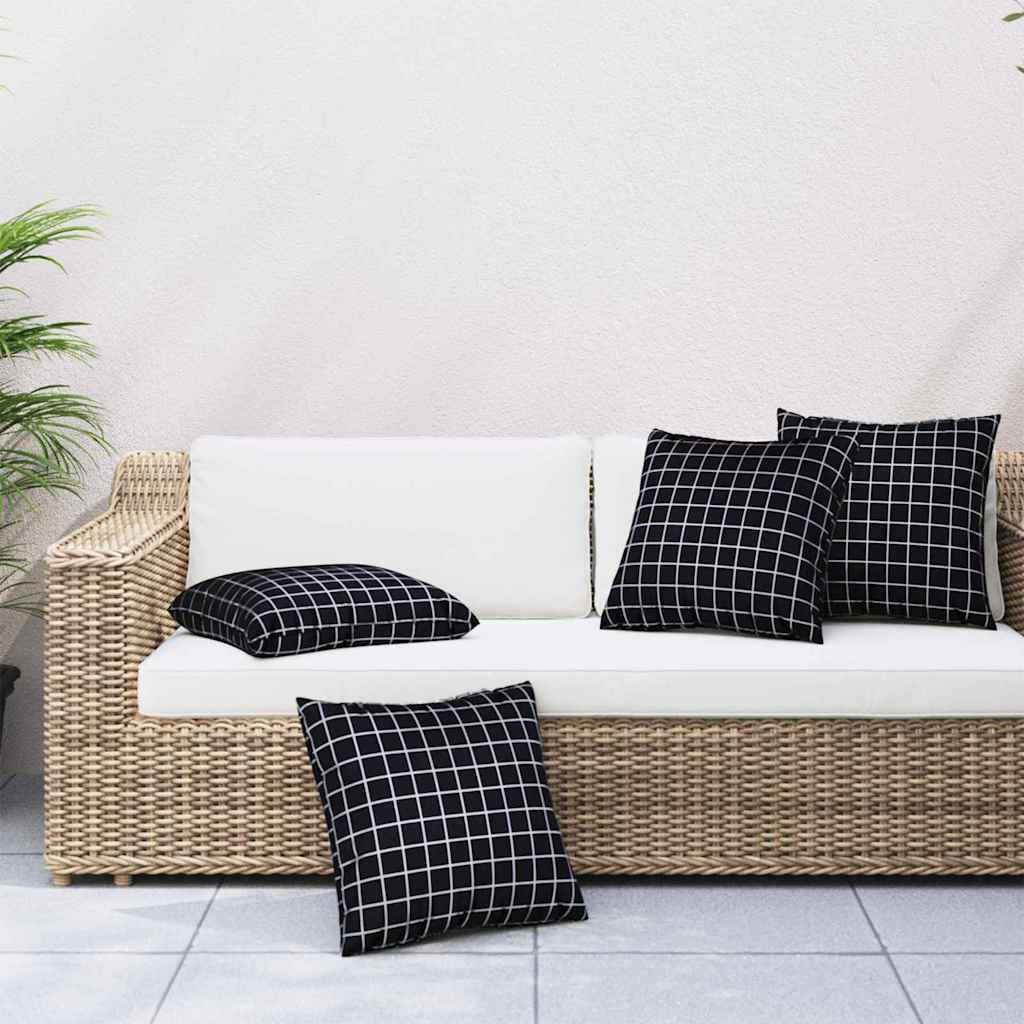 Szórt Párnák 4 pcs Fekete Kockás 50 x 50 cm Poliészter szövet