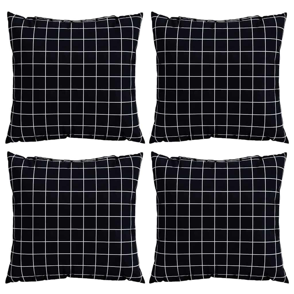 Szórt Párnák 4 pcs Fekete Kockás 50 x 50 cm Poliészter szövet