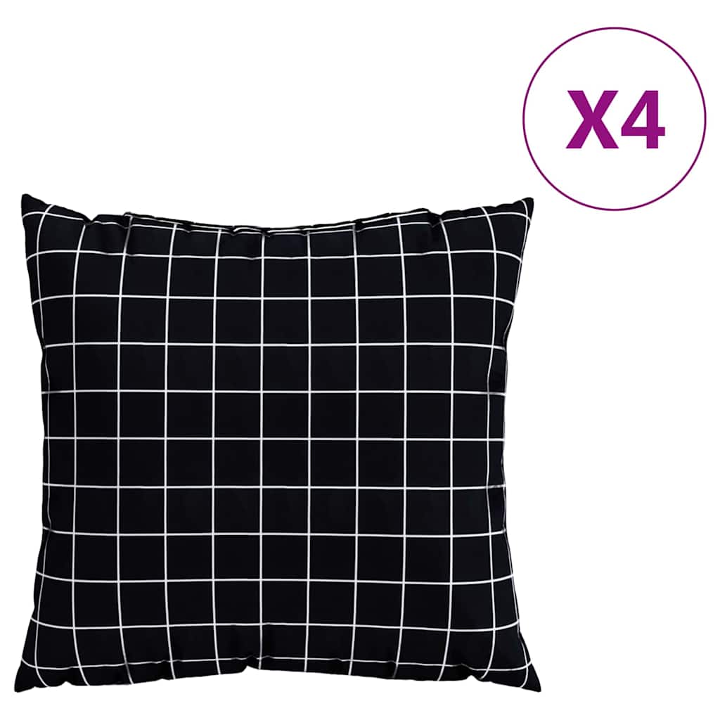 Szórt Párnák 4 pcs Fekete Kockás 50 x 50 cm Poliészter szövet