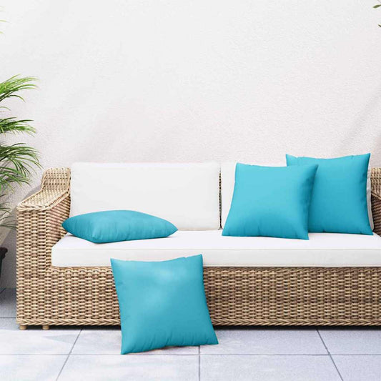 Szórt Párnák Egyszínű 4 pcs Türkiz 50 x 50 cm Poliészter szövet