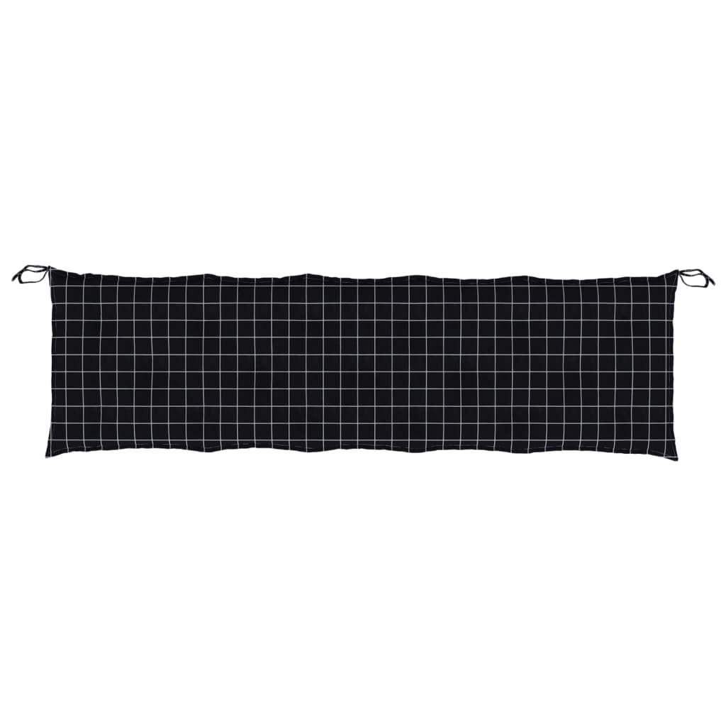 fekete kockás oxford szövet kerti padpárna 180 x 50 x 7 cm
