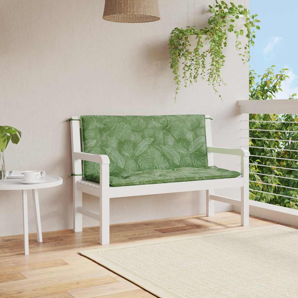 2 db levélmintás szövet kerti padpárna 120 x 50 x 7 cm