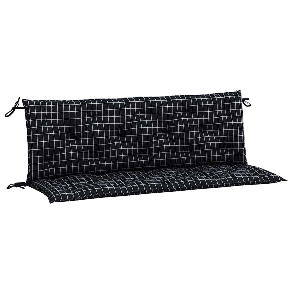 2 db fekete kockás szövet kerti padpárna 150 x 50 x 7 cm