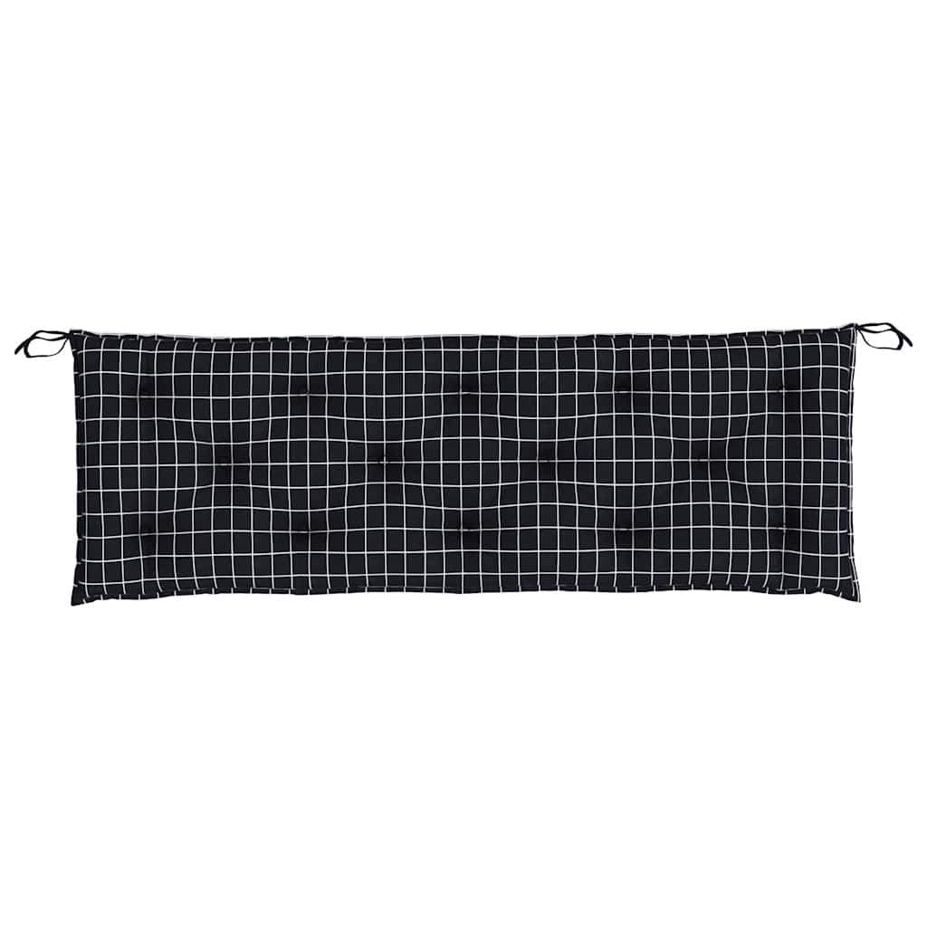 2 db fekete kockás szövet kerti padpárna 150 x 50 x 7 cm