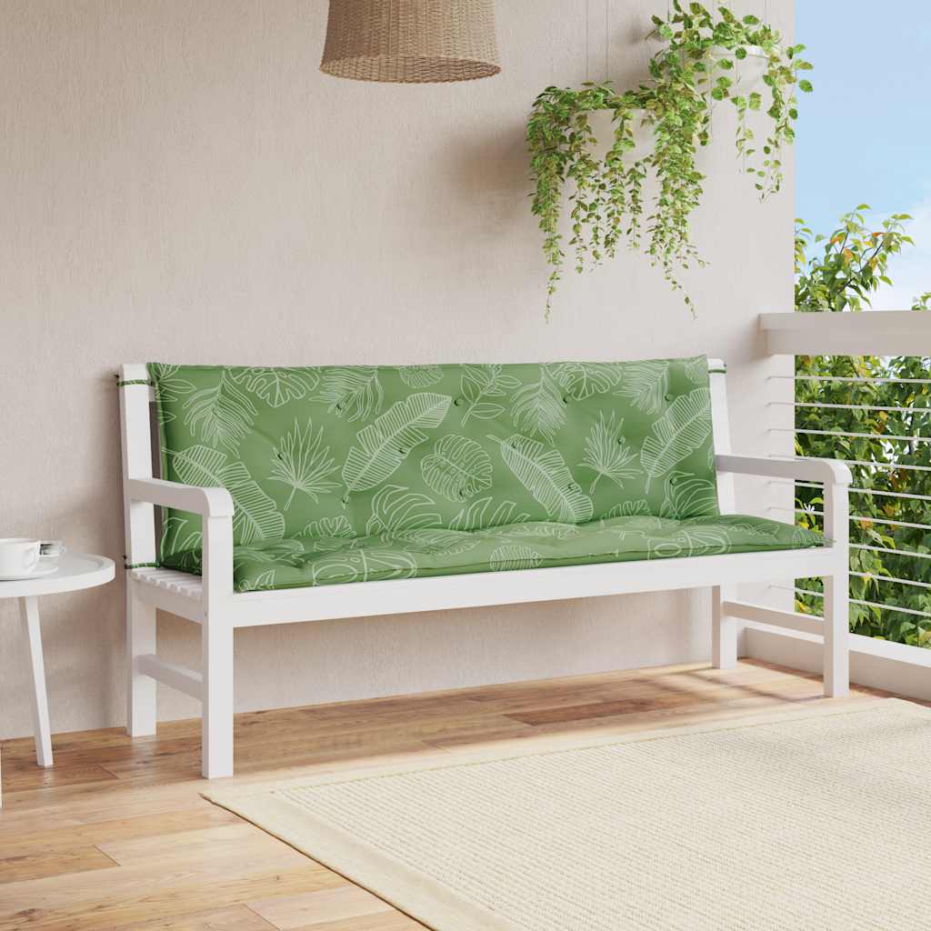2 db levélmintás szövet kerti padpárna 150 x 50 x 7 cm