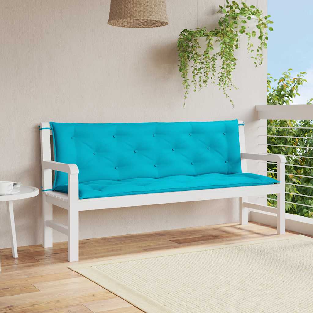 2 db türkizkék szövet kerti padpárna 150 x 50 x 7 cm