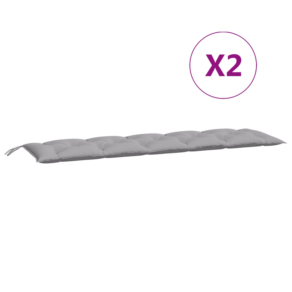 2 db szürke oxford szövet kerti padpárna 180 x 50 x 7 cm