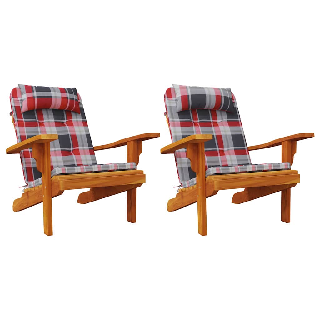 Székpárnák 2 pcs Piros Kockás 58 x 77 x 4,5 cm Oxford Szövet
