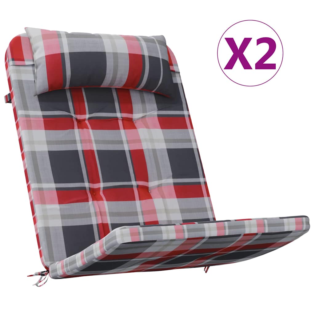 Székpárnák 2 pcs Piros Kockás 58 x 77 x 4,5 cm Oxford Szövet