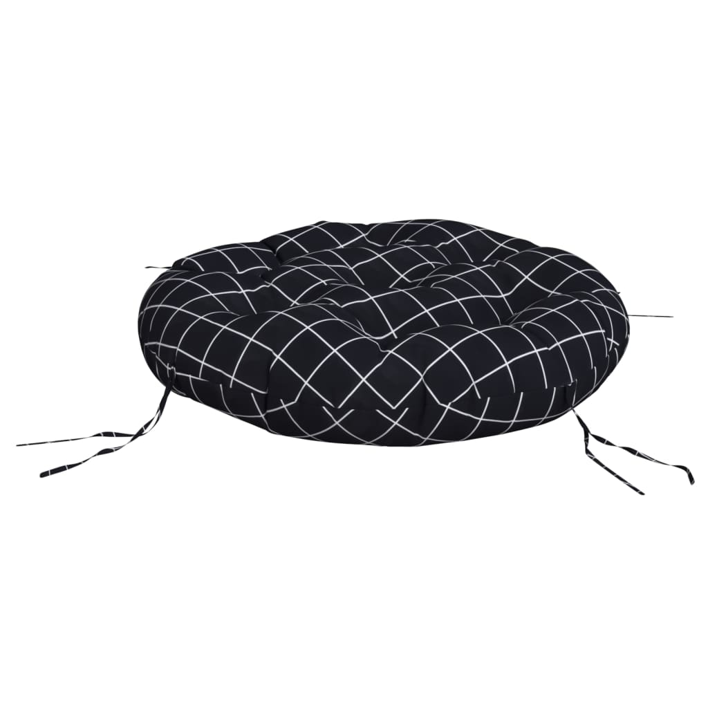 fekete kockás oxford-szövet kerek párna Ø 60 x 11 cm