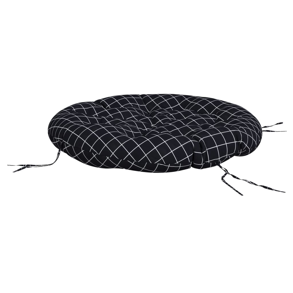fekete kockás oxford-szövet kerek párna Ø 100 x 11 cm
