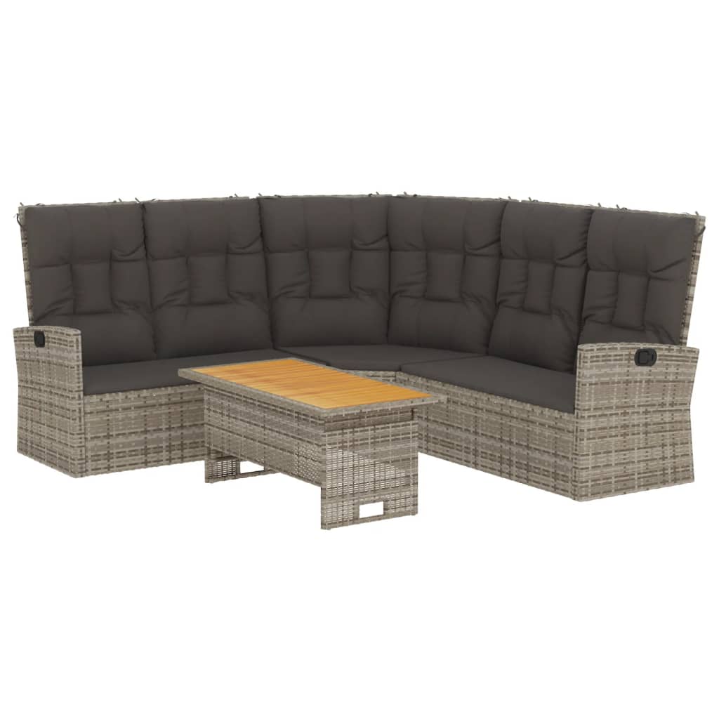 2 részes szürke polyrattan kerti ülőgarnitúra párnákkal