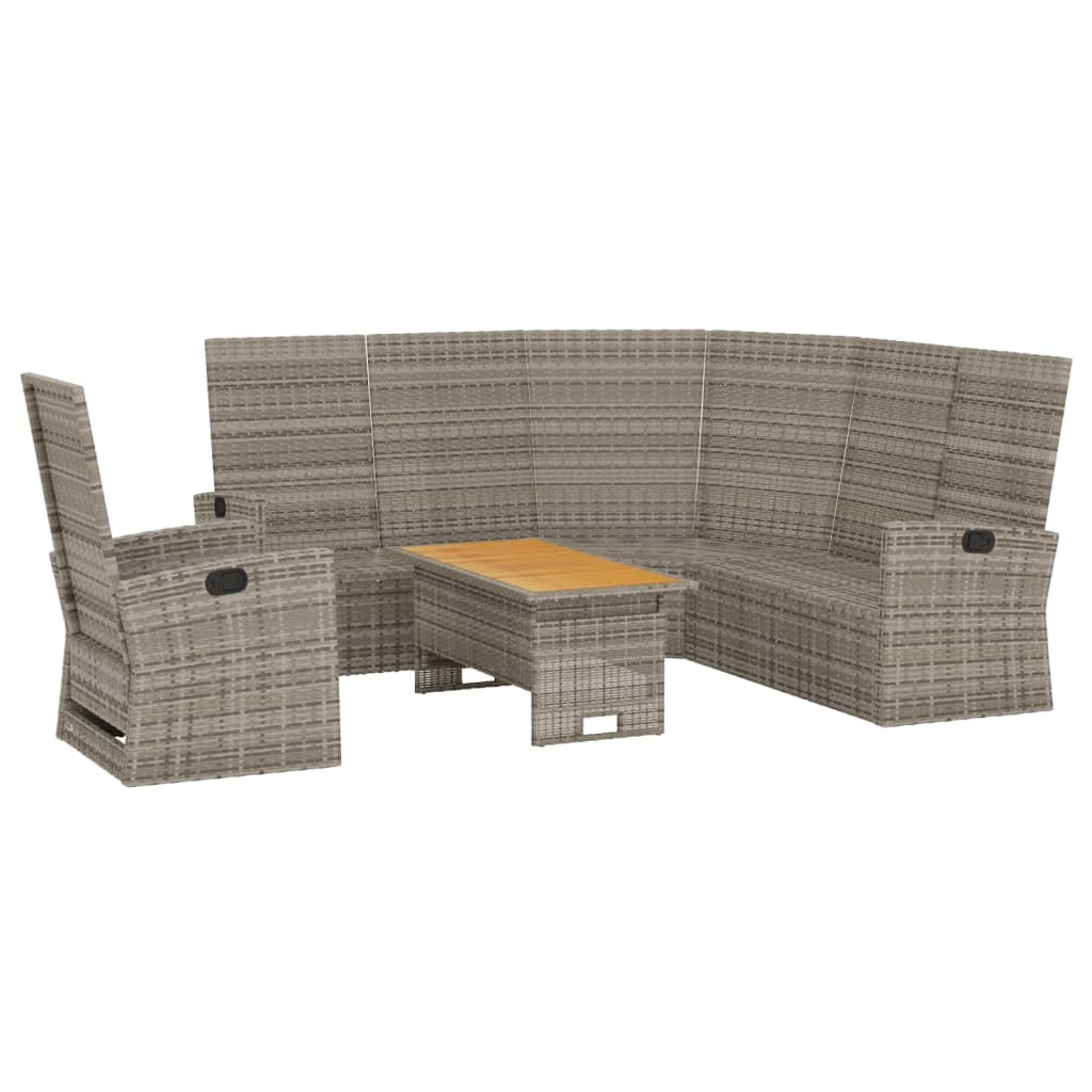 3 részes szürke polyrattan kerti ülőgarnitúra párnákkal
