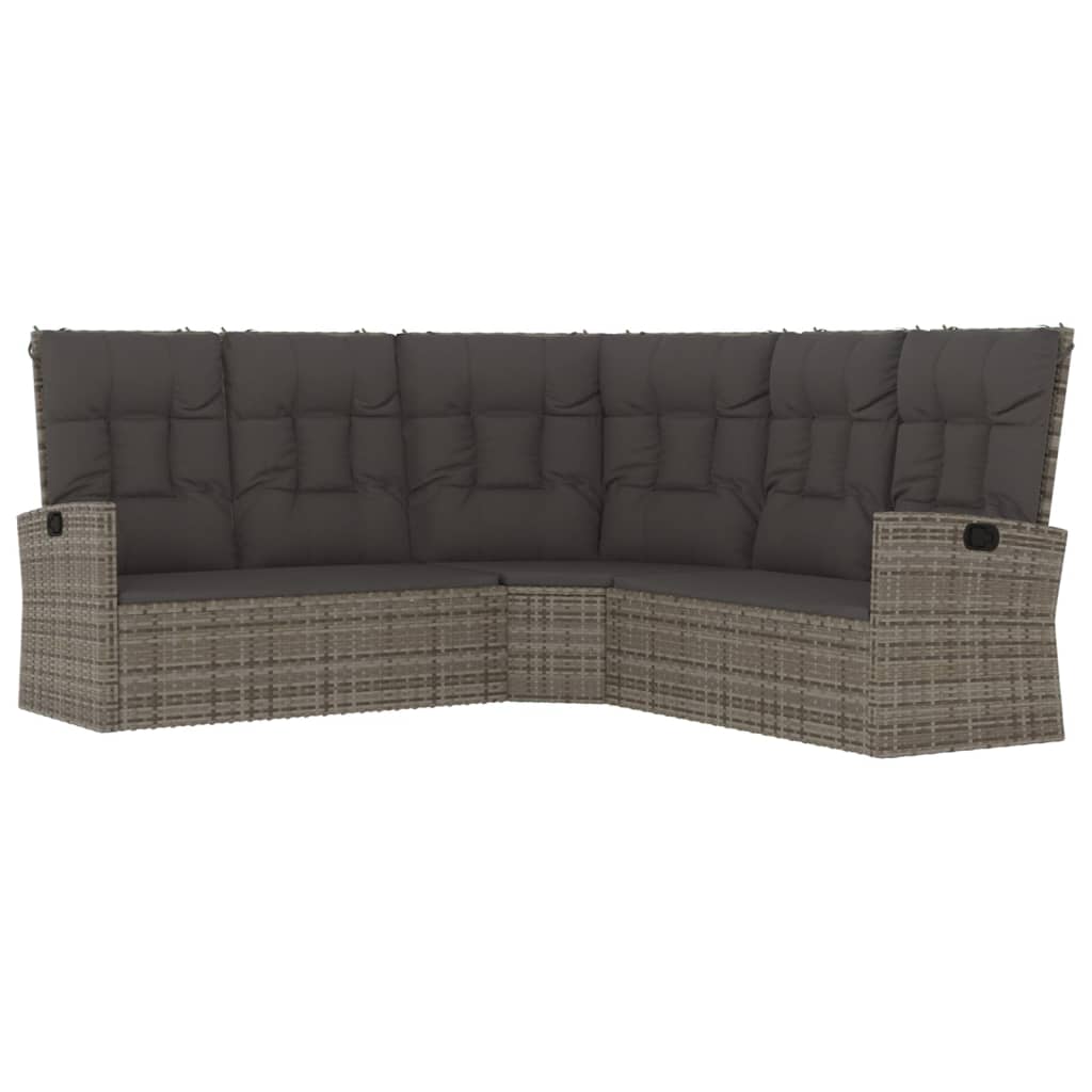3 részes szürke polyrattan kerti ülőgarnitúra párnákkal