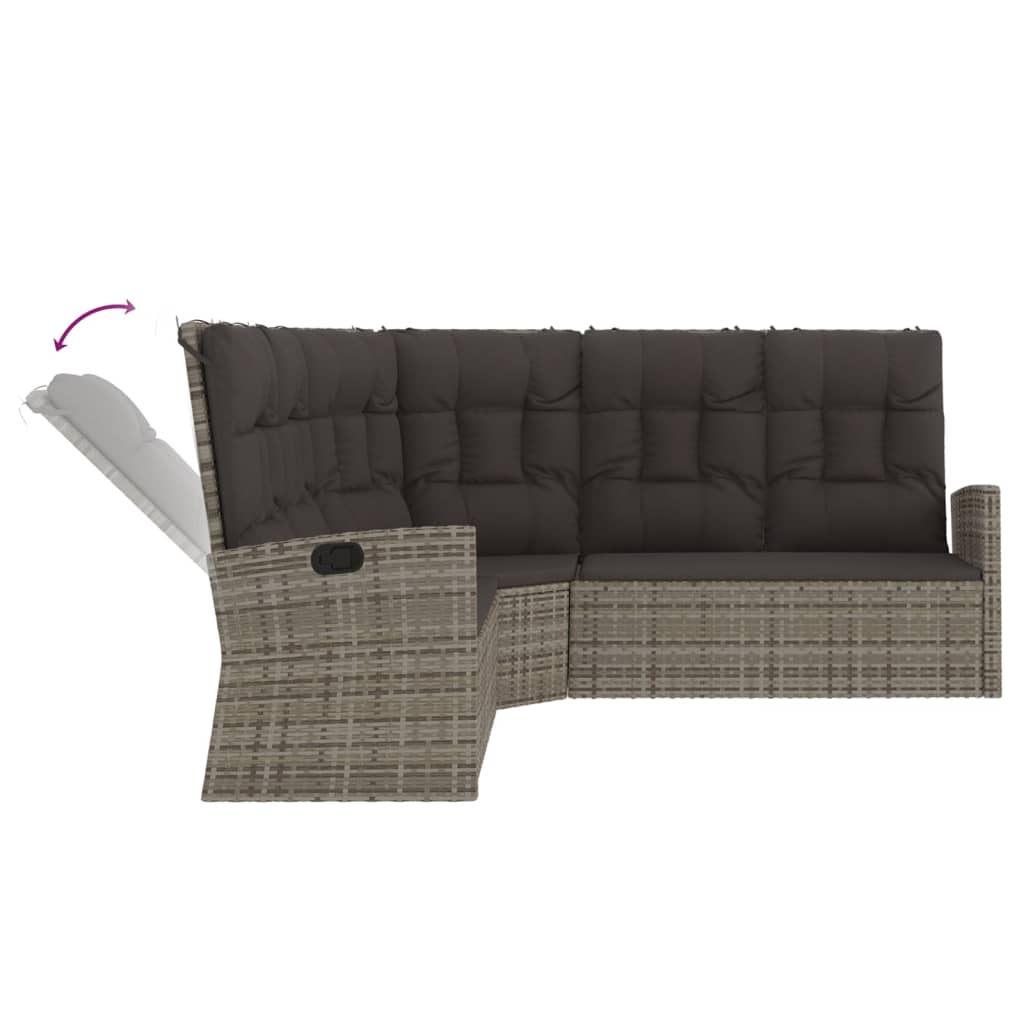 3 részes szürke polyrattan kerti ülőgarnitúra párnákkal