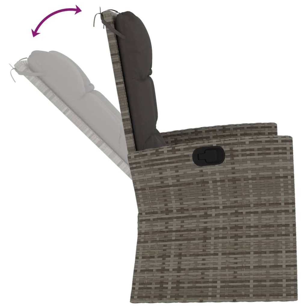 3 részes szürke polyrattan kerti ülőgarnitúra párnákkal