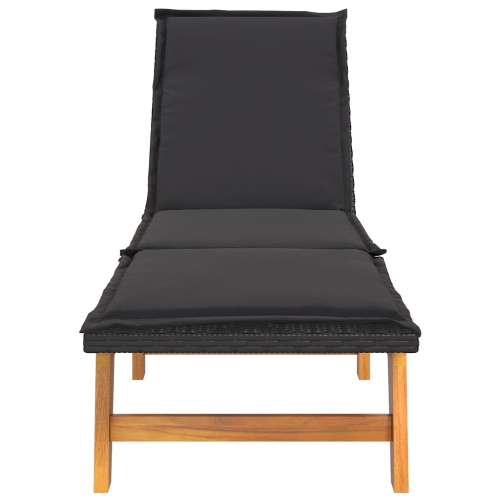 polyrattan és tömör akácfa napágy párnával