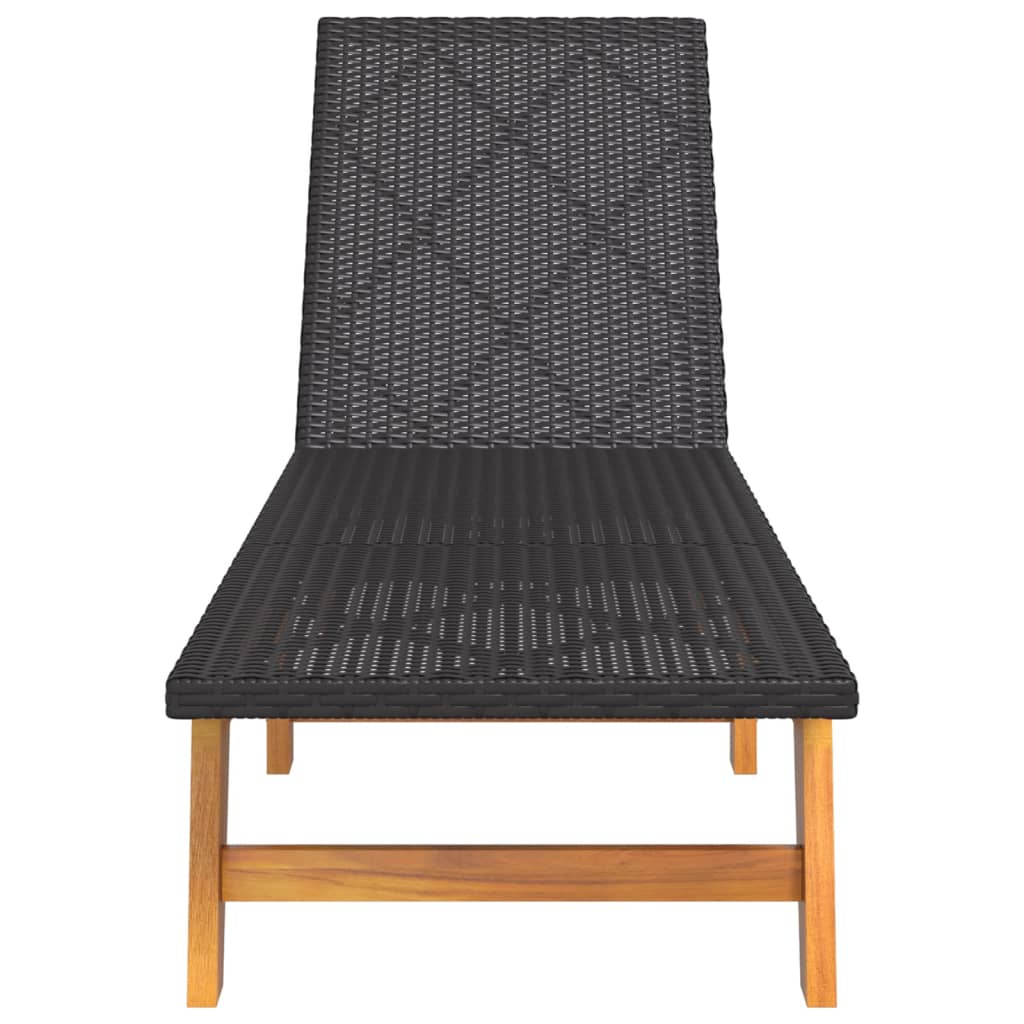 fekete-barna polyrattan és tömör akácfa napágy
