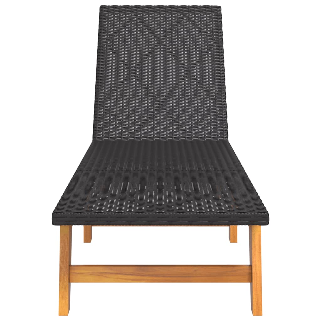 polyrattan és tömör akácfa napozóágy asztallal