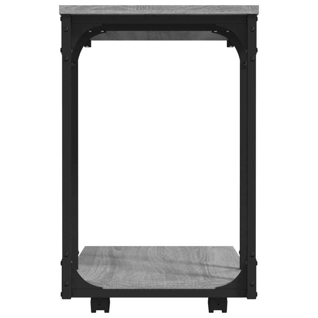 szürke sonoma színű szerelt fa kerekes kisasztal 50x35x55,5 cm
