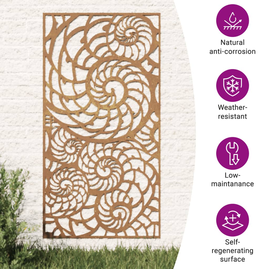 kagylómintás corten acél kerti faldísz 105 x 55 cm