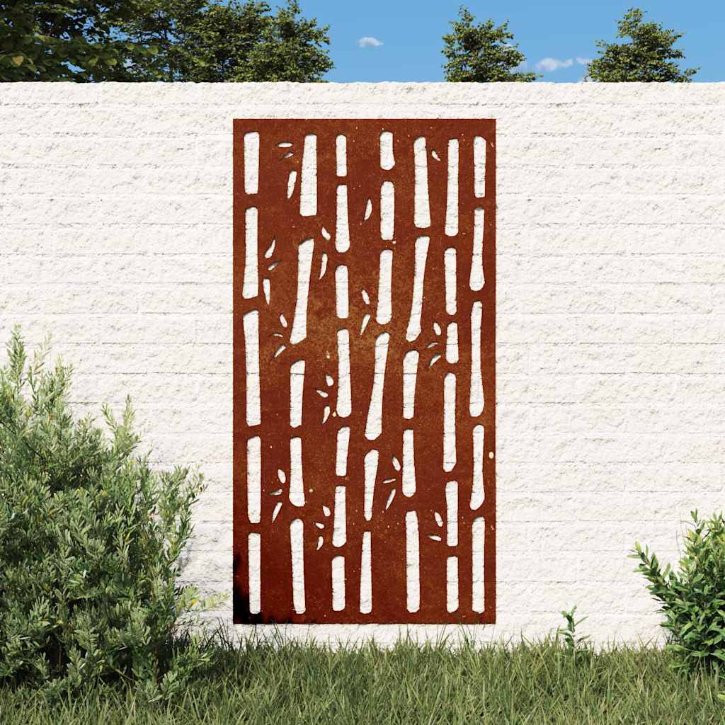 bambuszmintás corten acél kerti faldísz 105 x 55 cm