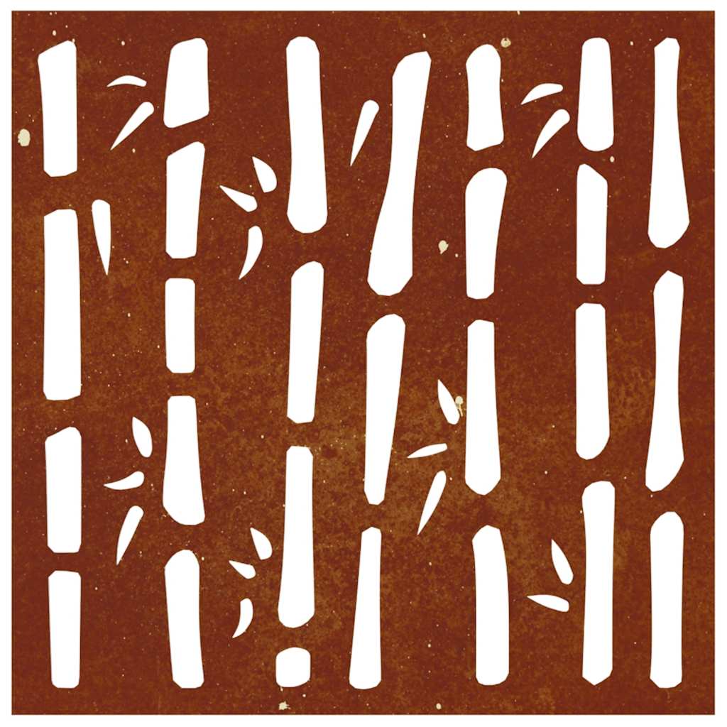 bambuszmintás corten acél kerti faldísz 55x55 cm