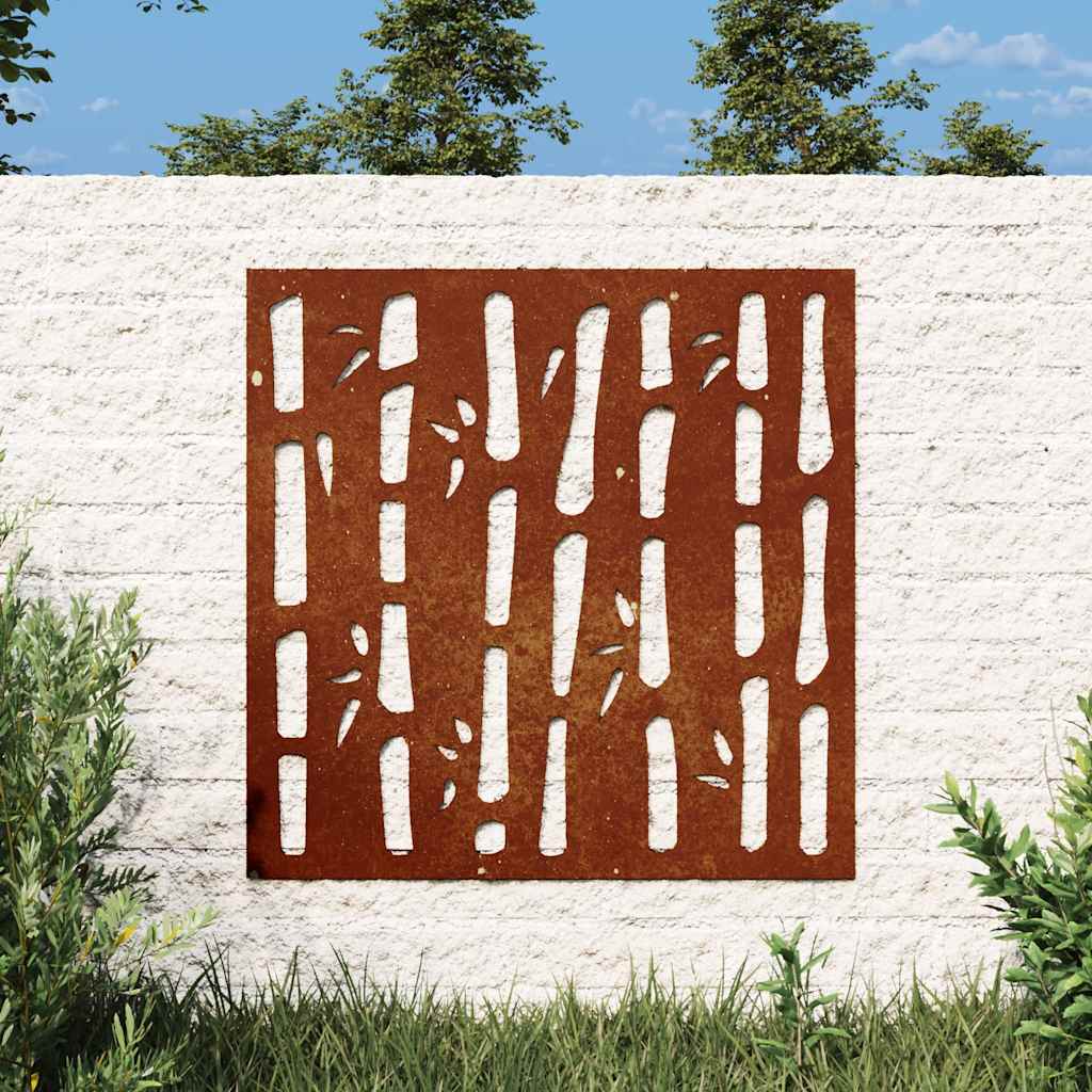 bambuszmintás corten acél kerti faldísz 55x55 cm