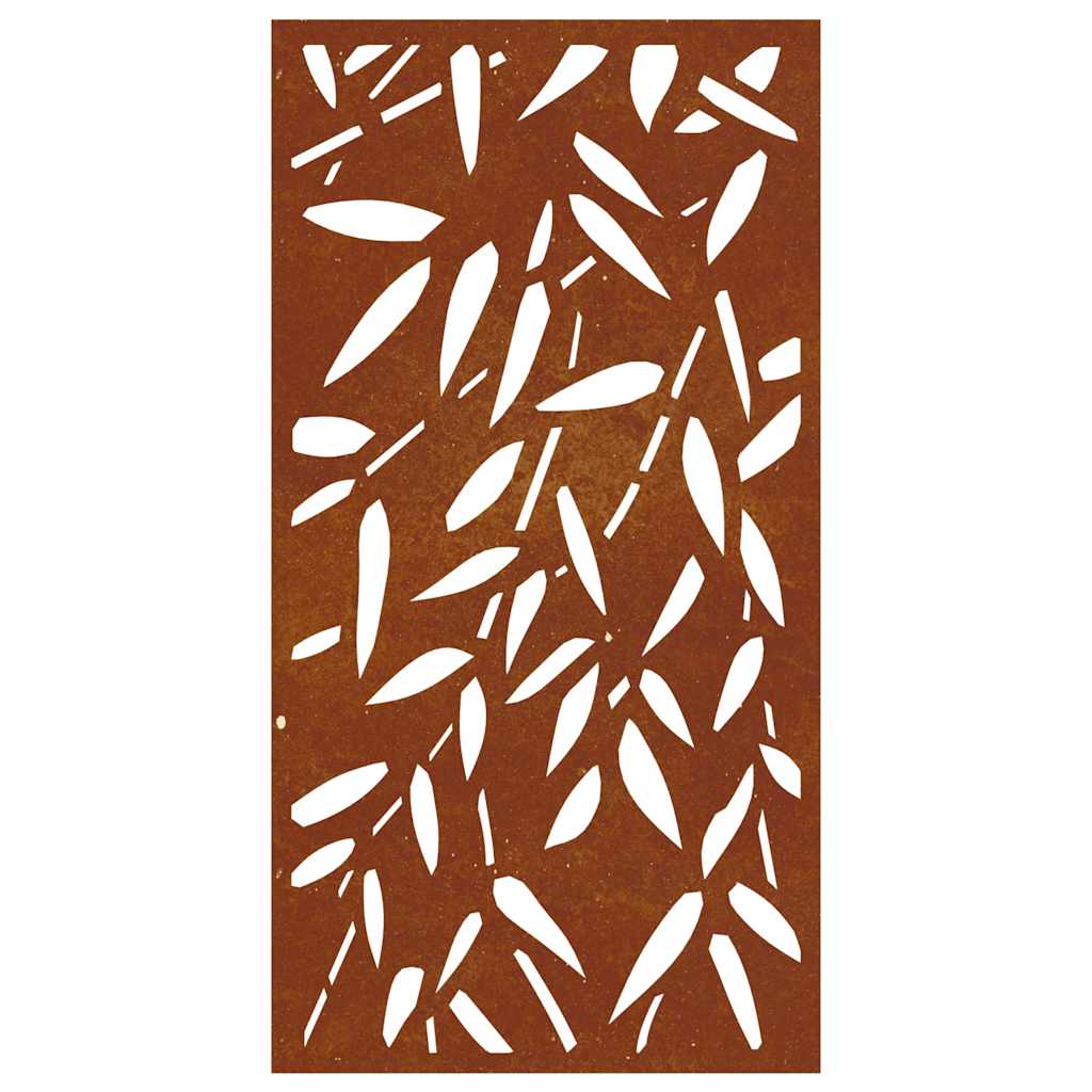 bambuszlevél-mintás corten acél kerti faldísz 105 x 55 cm