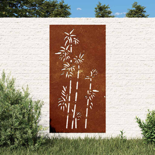 bambuszmintás corten acél kerti faldísz 105 x 55 cm