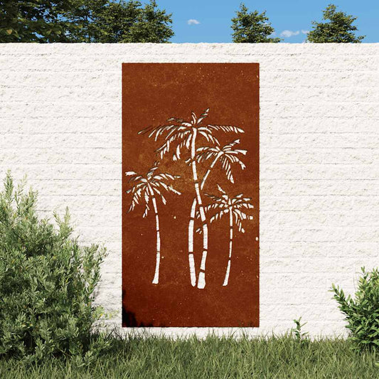 pálmafa mintás corten acél kerti faldísz 105 x 55 cm