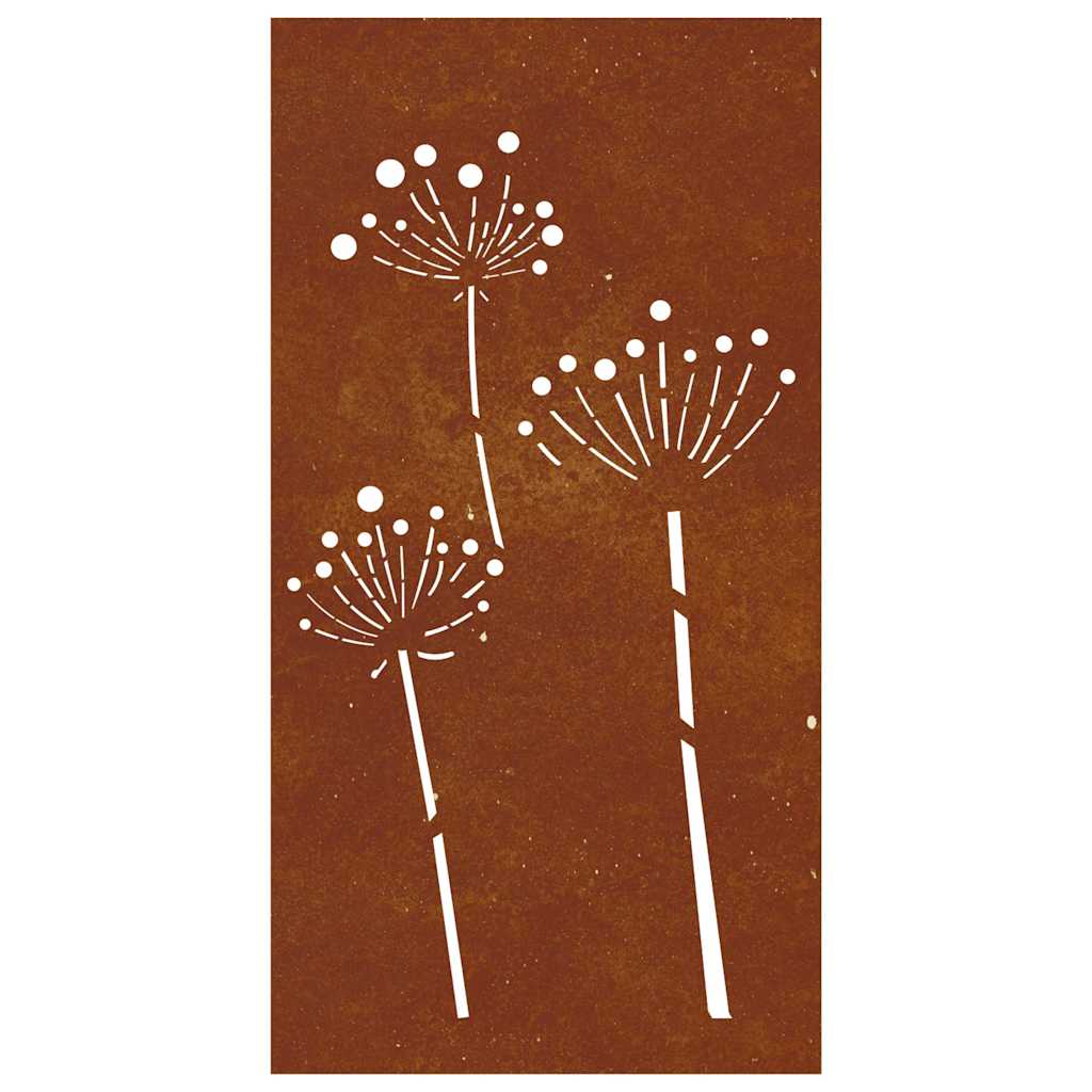 virágmintás corten acél kerti faldísz 105 x 55 cm