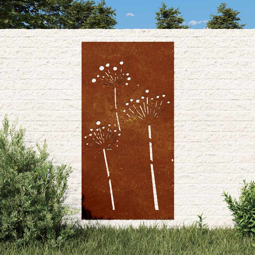 virágmintás corten acél kerti faldísz 105 x 55 cm