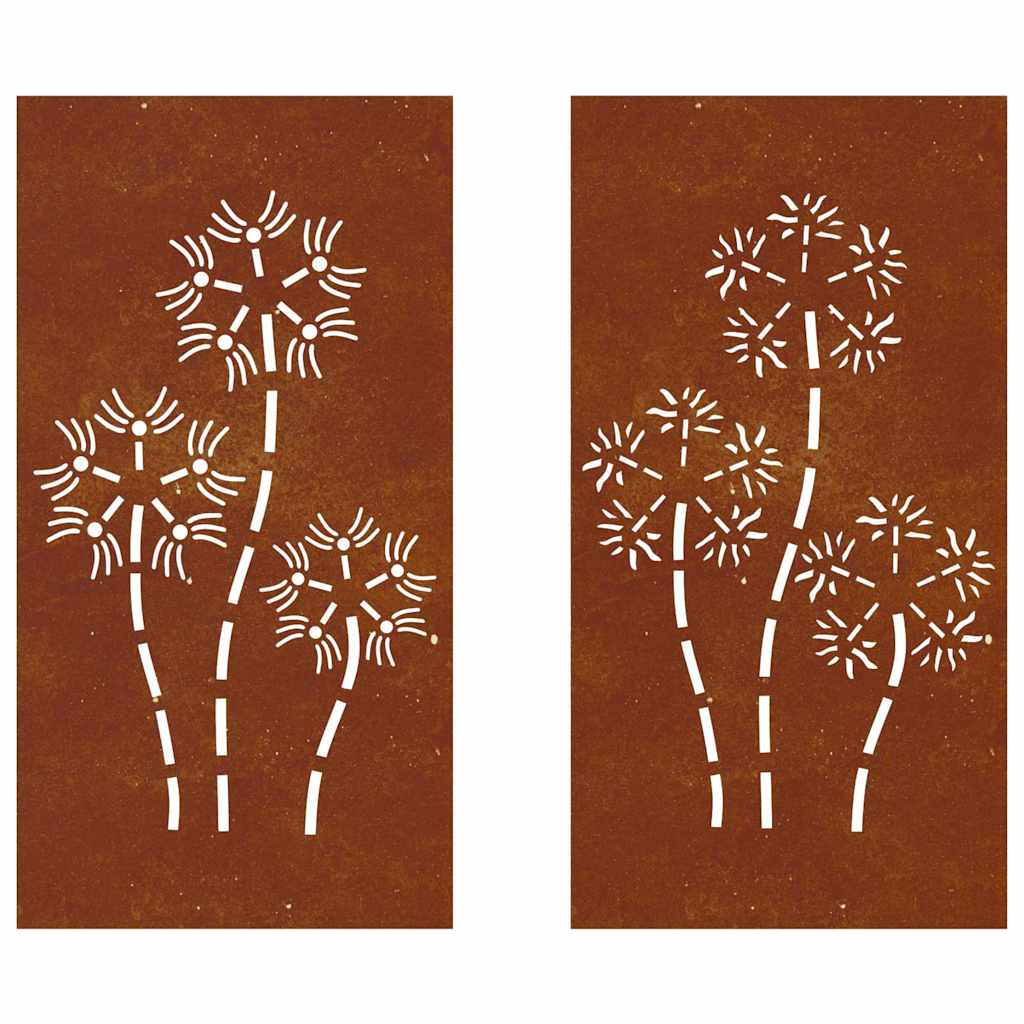 2 db virágmintás corten acél kerti faldísz 105 x 55 cm