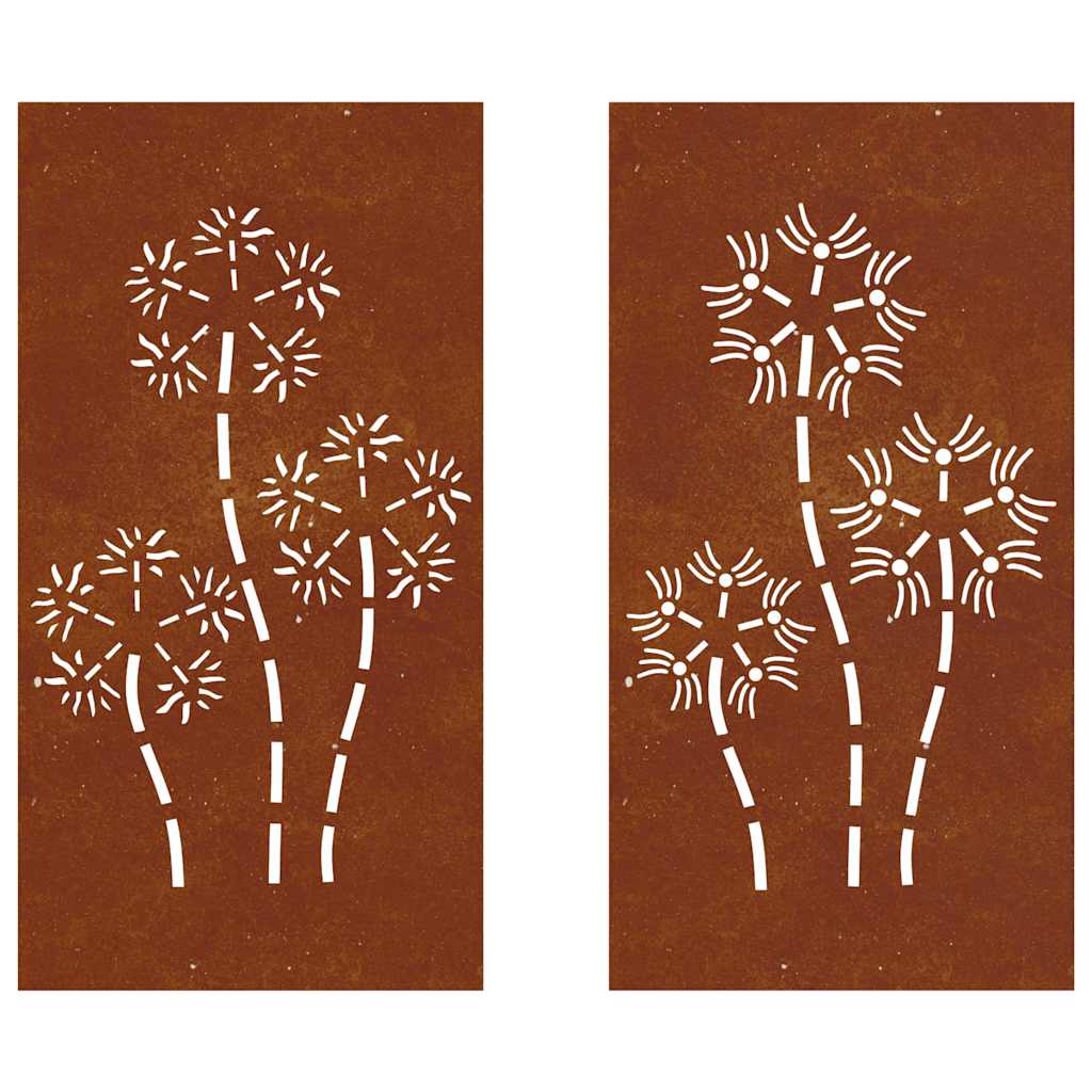 2 db virágmintás corten acél kerti faldísz 105 x 55 cm