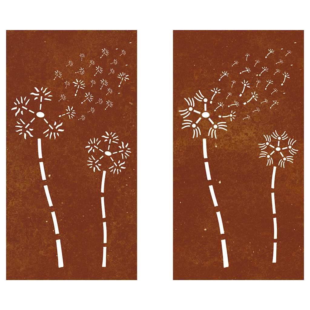 2 db virágmintás corten acél kerti faldísz 105 x 55 cm