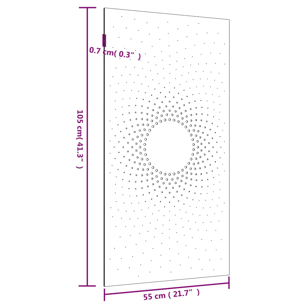 napmintás corten acél kerti faldísz 105 x 55 cm