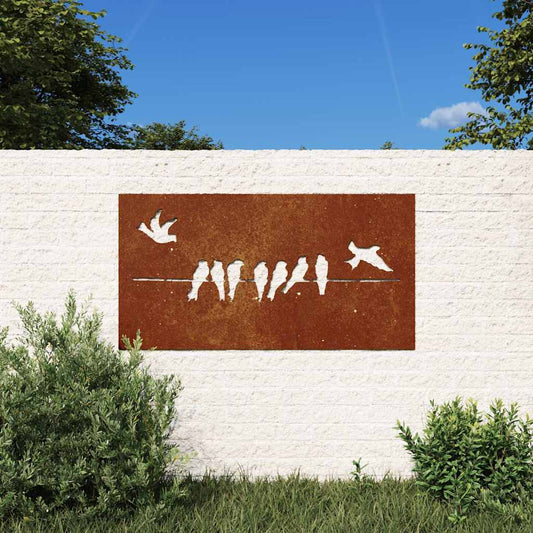 madármintás corten acél kerti faldísz 105 x 55 cm