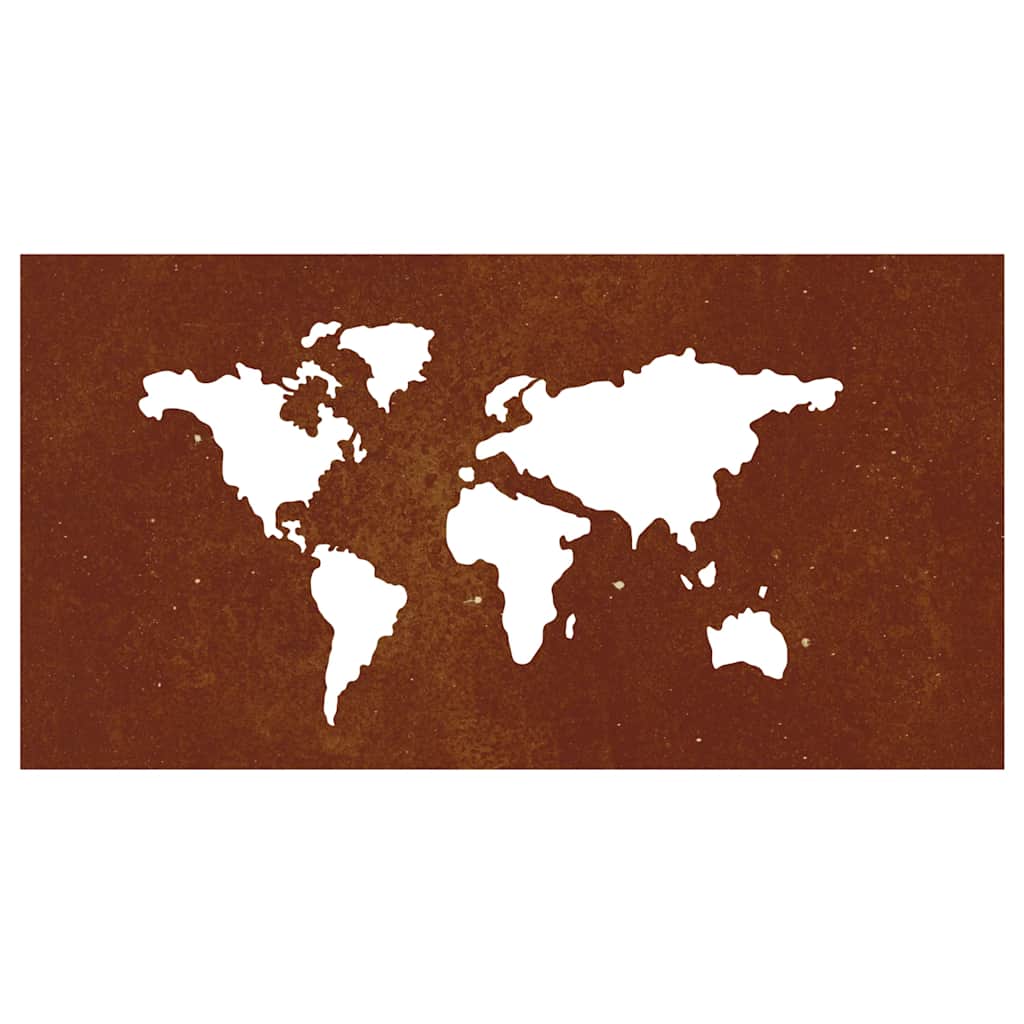 világtérkép mintás corten acél kerti faldísz 105 x 55 cm