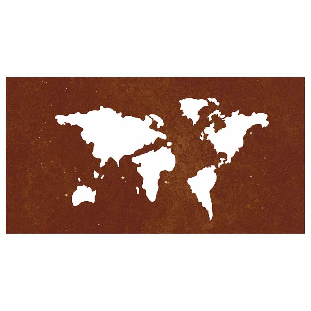 világtérkép mintás corten acél kerti faldísz 105 x 55 cm