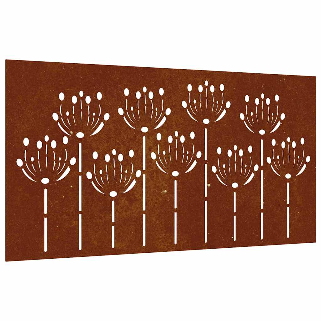 virágmintás corten acél kerti faldísz 105 x 55 cm
