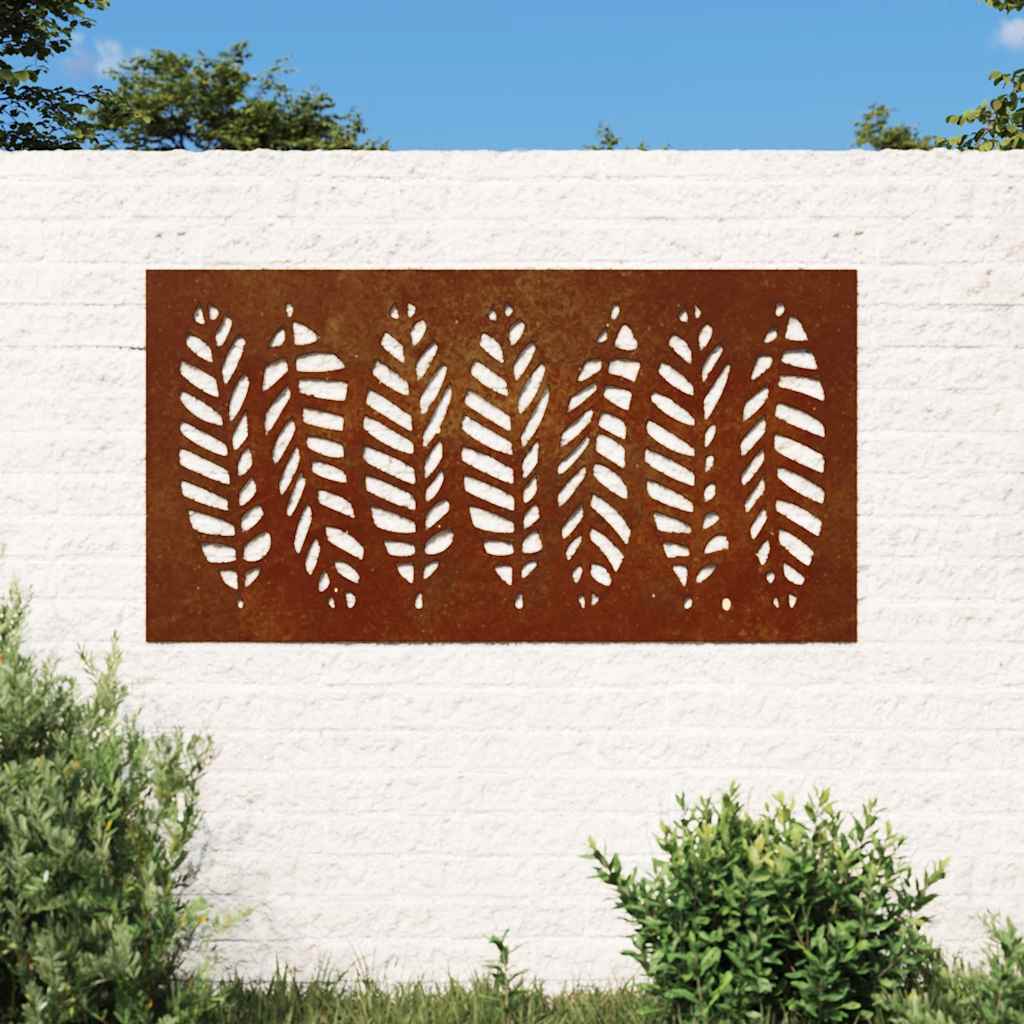 levélmintás corten acél kerti faldísz 105 x 55 cm