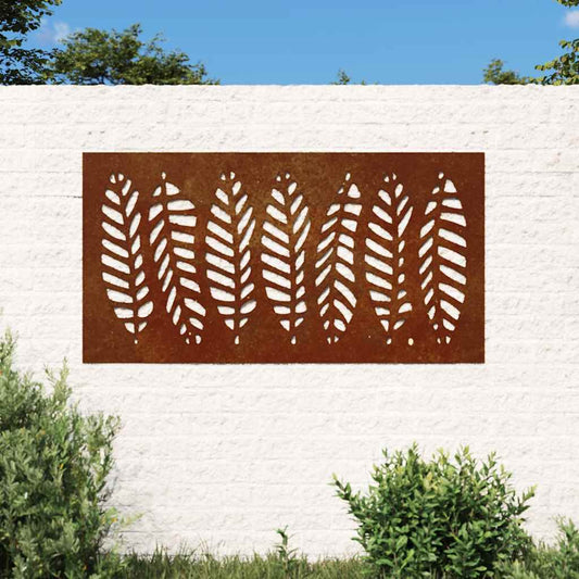 levélmintás corten acél kerti faldísz 105 x 55 cm