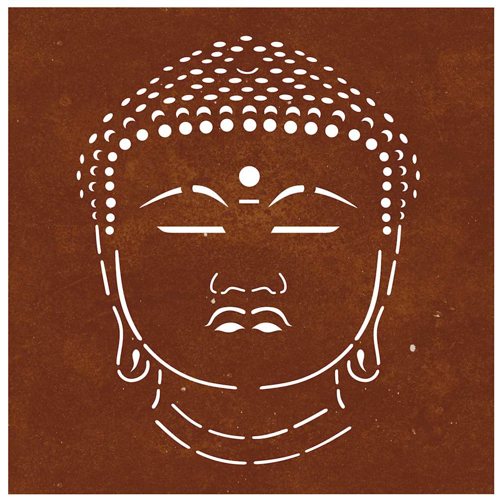 Buddha fej mintás corten acél kerti faldísz 55 x 55 cm