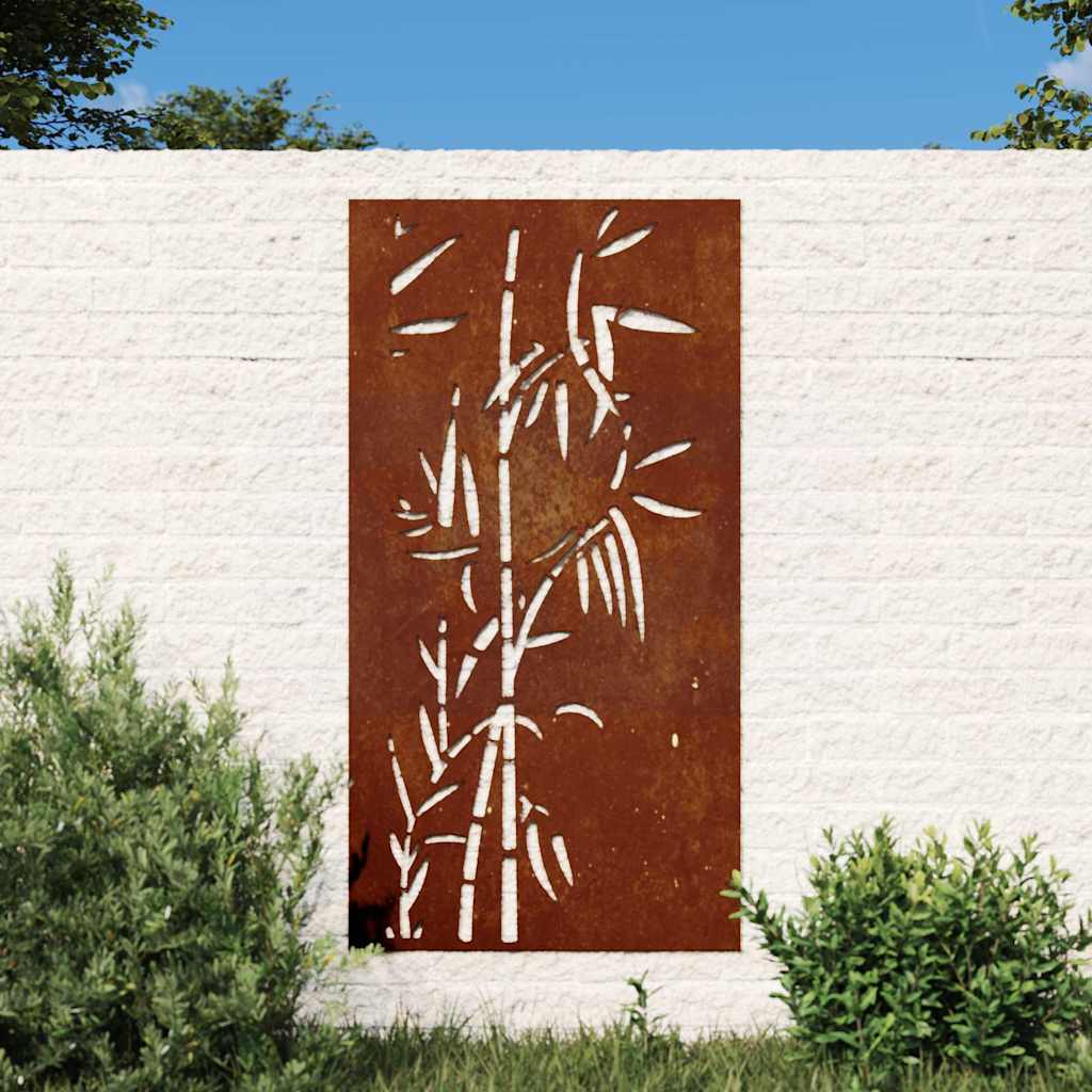 bambuszmintás corten acél kerti faldísz 105 x 55 cm