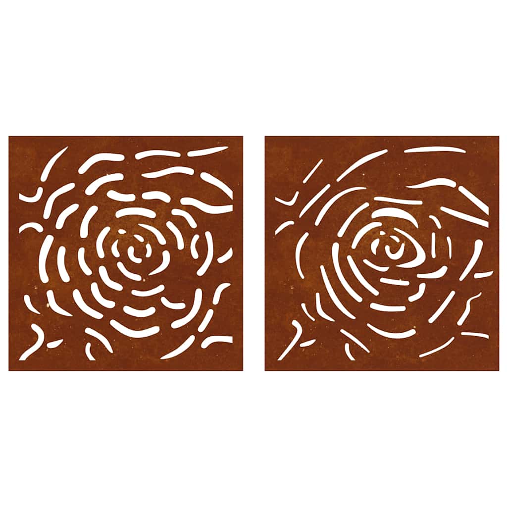 2 db rózsamintás corten acél kerti faldísz 55 x 55 cm