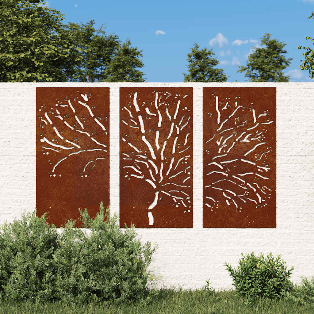 3 db famintás corten acél kerti faldísz 105 x 55 cm