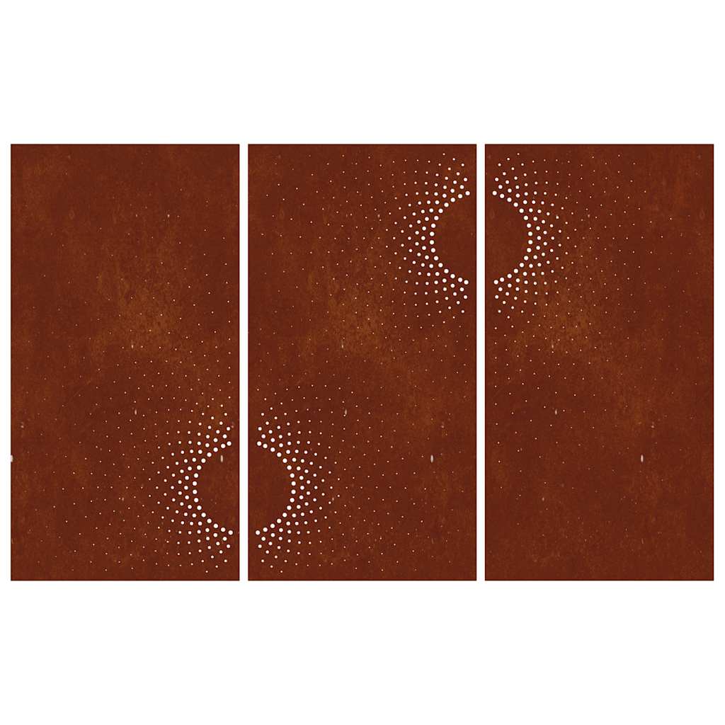 3 db napmintás corten acél kerti faldísz 105 x 55 cm