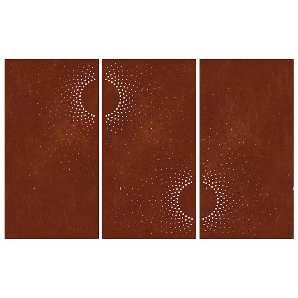 3 db napmintás corten acél kerti faldísz 105 x 55 cm