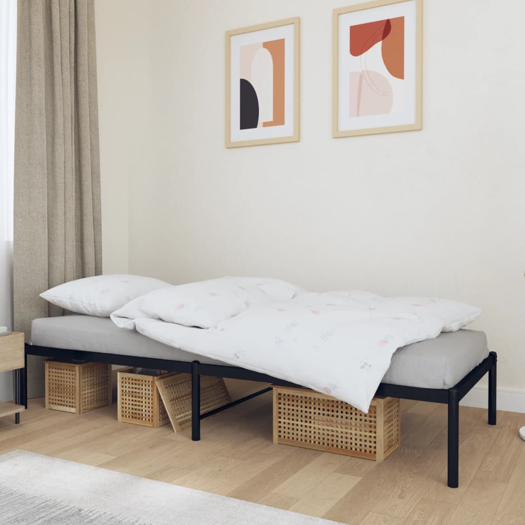 fekete fém ágykeret 80 x 200 cm